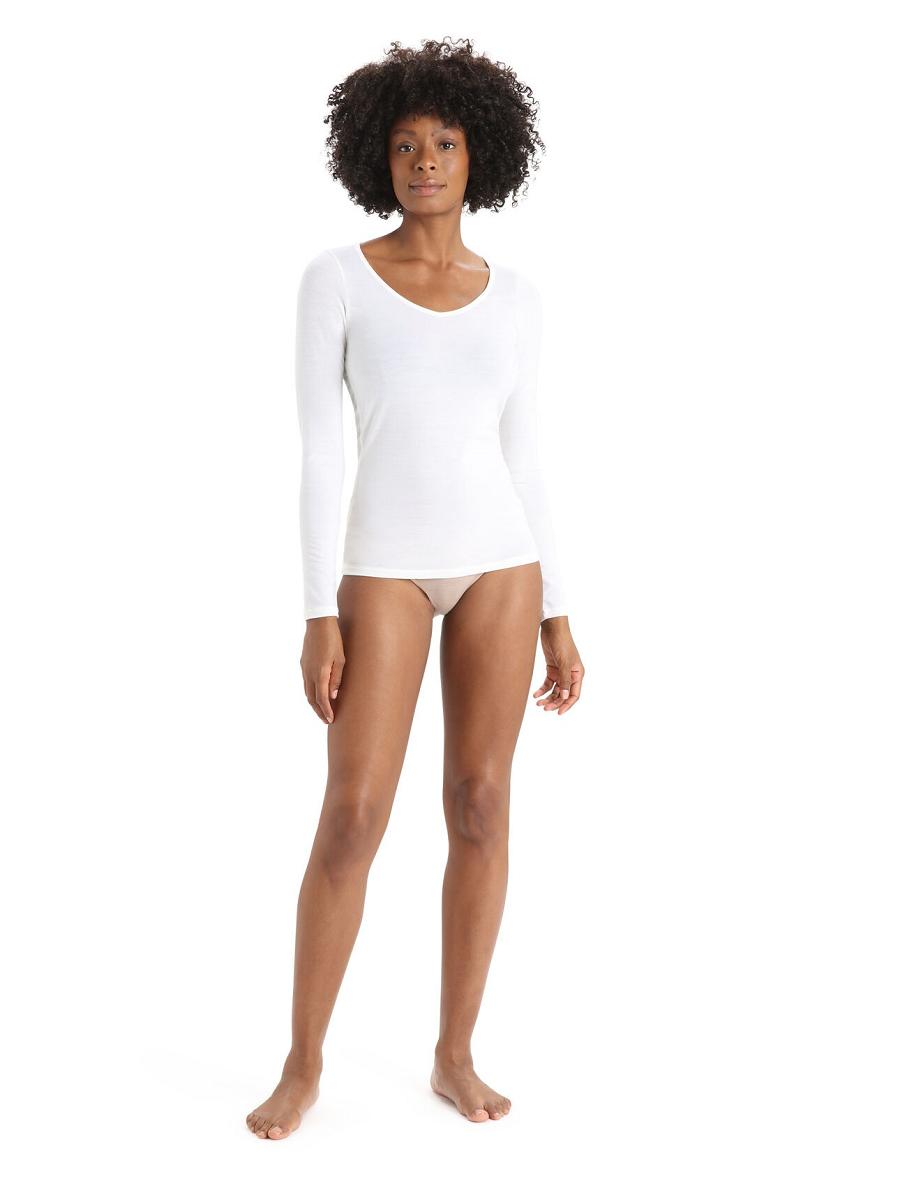 Sous Vêtement Icebreaker Merino Siren Long Sleeve Sweetheart Top Femme Blanche | FR 1689JPQJ